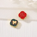 Golden zodiac horse charms with red and green enamel for DIY jewelry making bracelets - Horse - T-0150