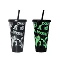 Black Halloween glow in the dark straw cup with festive ghost and pumpkin patterns - 701-800ml / Halloween (Glow in the Dark)