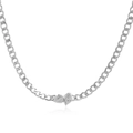 Silver NK curb chain necklace featuring two pear-shaped zircon stones in 18k gold plating - Style 1 (Two Stones) / Silver Necklace
