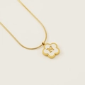 18K gold plated clover necklace with a white shell inlay and gold letter N pendant - Letter N