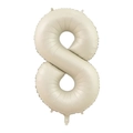 Creamy beige number 8 aluminum foil balloon for retro birthday party decorations - Number 8 / Cream