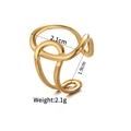 Abstract wavy open ring in 18k gold-plated titanium steel with irregular geometric lines - Style R (Abstract Wave)