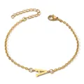 Bracciale a catena placcato oro 18 carati con ciondolo lettera A e chiusura regolabile - Lettera A