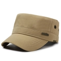 Berretto cadet classico in tela kaki con placchetta in metallo outdoor e occhielli laterali - Regolabile / Cachi