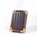 Walnut finish jewelry tray with gold corners and grey velvet slots for rings - Walnut Small Tray Grey Interior