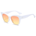Modische Oversize Cat-Eye-Sonnenbrille mit weißem Rahmen und orangefarbenen Verlaufsgläsern - Weißer Rahmen Orange Gelbe Gläser