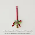 Christmas tree ornament with red velvet ribbon, pine cone, needle, and brass bell - Vintage Single Bell D
