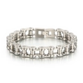 Herren 11mm Fahrradkette Armband aus mattem silbernem Edelstahl im Industrie-Design - 19cm / Silber Matt (KB43128-D)