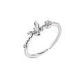 Silver butterfly and flower open ring with sparkling zircon stones for women - Silver Butterfly