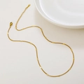 Elegant gold titanium snake chain necklace with rectangular sequins on white background - Polished Curb Chain