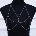 Exaggerated multi-layer silver body chain with small beads for beach swimwear - ZW2749 Body Chain Silver