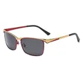 Polarized sunglasses with red and gold metal frame and dark grey lenses for driving - Red Gold Frame Black Grey Lens