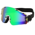 Gafas de esquí coloridas con montura de camuflaje y correa elástica ajustable - Marco de Camuflaje Blanco Lente Verde
