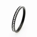 Minimalist 2mm black titanium steel ring with sparkling pave set crystals for women - US 6 / Black (1 Row)