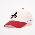 Cappellino baseball vintage bicolore con ricamo lettera A e dettaglio Los Angeles laterale - Bianco Sporco Spliced Rosso