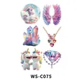 Tatuaggi temporanei unicorno impermeabili con cristalli colorati e motivi di cavalli - Unicorno Sfera di Cristallo (WS-C075)