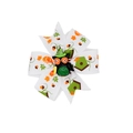 White bow hair clip with autumn leaf patterns and a cute Halloween owl center ornament - White Owl Style