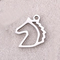 Polished silver stainless steel horse head silhouette pendant for jewelry making - Horse Head / Steel