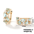 Orecchini vintage dorati con pietre preziose azzurre e trasparenti a goccia - Base Oro Stile Strass Blu Chiaro e Bianco (KSE00001-2)