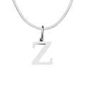 Minimalist stainless steel initial necklace with letter Z pendant and flat snake chain - Letter Z / 1 Piece / Steel