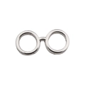 Silver round frame glasses charm with 925 stamp for DIY bracelets and jewelry - Glasses