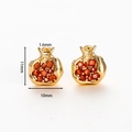 Detailed view showing 11mm pomegranate pendant with red cubic zirconia and dimensions - Pomegranate Pendant