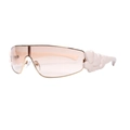 Y2K oversized pink shield sunglasses with golden metal frame and 3D floral heart detail - Off-White Legs Double Tea Lens