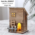 Beleuchtetes Weihnachtshaus aus Holz mit Zaun und warmen LED-Licht für Feiertagsdeko - Exquisite Leiter Zaun Modell (BXW027)