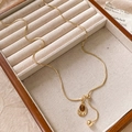 Collana a catena serpente dorata regolabile con ciondolo in pietra occhio di tigre - Collana dorata in occhio di tigre irregolare - circonferenza circa 72 cm