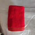 Red festive towel with golden silk stripes for weddings made of absorbent bamboo fiber - Gold Border Large Red / 35*75cm