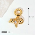 Golden travel charm set with rocket, helm and zircon inlays, 2.7 cm size and 2.5 g weight - Gold Rocket Compass Wheel Style (SMP53384)