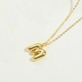 Golden 14K plated initial necklace with a shiny balloon style letter M pendant charm - Letter M / Gold