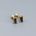 Elegant 925 silver screw back stud earrings with blue zircon in gold plating - 925 Silver / Gold (Blue Zirconia)