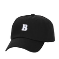 Berretto da baseball in cotone nero con ricamo lettera B bianca e visiera curva - Nero