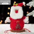 Red Santa Claus gift bag with clear tree window and faux fur trim for Christmas candy - Santa Claus Apple Bag C