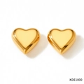 Minimalist heart stud earrings in golden finish made of polished stainless steel - Large Gold Style (KDE1000)
