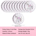 Lot de 12 assiettes jetables licorne de 9 pouces pour décoration de fête d'anniversaire enfant - Grandes Assiettes Licorne