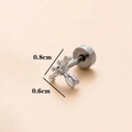 Silberner Schmetterlings-Ohrstecker mit Zirkonia-Mikropave und 16G Chirurgenstahl-Stab - 4# Schleife/Kreuz / Silber