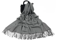 Soft grey cashmere wool scarf with classic fringe details on a white background - 280g Premium 200x70cm / Marl Grey
