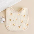 U-shaped six-layer cotton gauze baby bib with yellow moon and stars print - Moon & Star