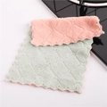 Pink and green diamond pattern microfiber cleaning cloths with scalloped edge detail - Green and Pink