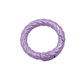 Purple twisted metal ring connector with textured spring hinge for DIY keychain crafts - Outer Diameter 28mm / Metallic Purple