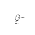 Polished silver stainless steel round hoop earring with 1.6mm thickness and 8mm diameter - 1.6*8mm Silver (Single)