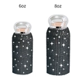 6oz and 8oz black rhinestone covered stainless steel tumblers with silver lids - Black