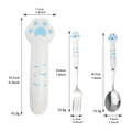 Portable 304 stainless steel blue cat paw cutlery set with spoon, fork and storage case - 410 Blue Cat Claw Spoon Fork Set with Box