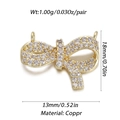 Golden bow pendant with clear stones, dimensions 18x13mm, made of premium copper - YSN009-09 Gold Small Pave Bow