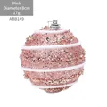 Pallina di Natale rosa da 8 cm con glitter e paillettes per decorazioni natalizie - Rosa
