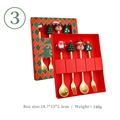 4-piece Christmas cutlery set with Santa and reindeer silicone charms in a gift box - No.3 - 4PCS Red Box Set / Gold