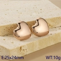 Pendientes de botón con forma de corazón hueco de acero inoxidable en oro rosa - Oro rosa