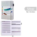 Ongedateerde weekplanner in lasergrijs met elastiek en pennenlus, 210x145mm - Enkel / Zilver